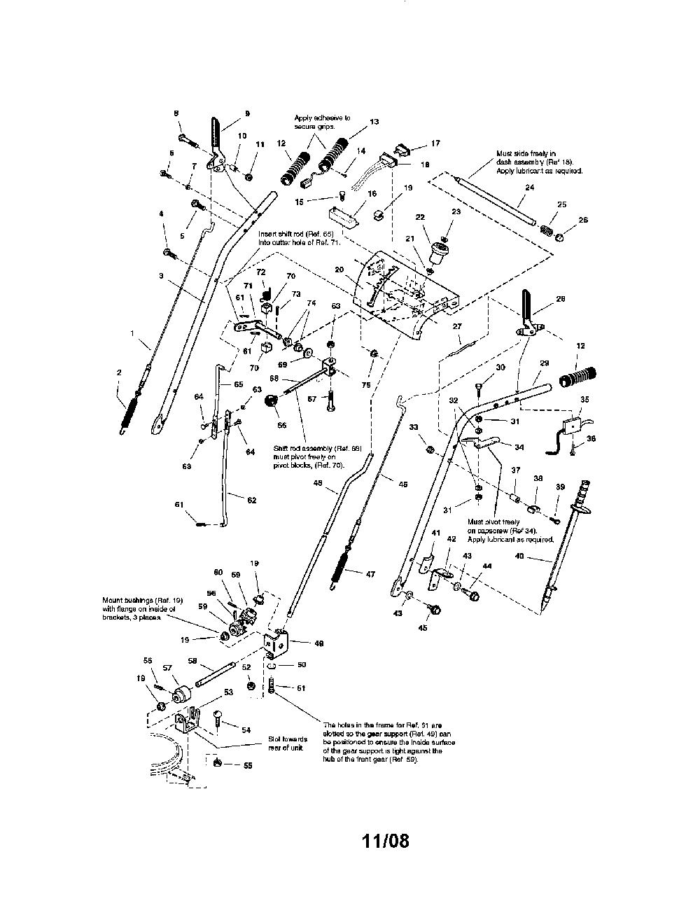 Handles/controls Diagram and Parts List for 9560E  Snapper Snow Blower