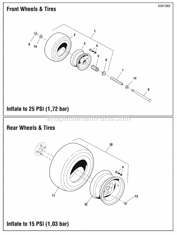 Wheel  Tire Group Diagram and Parts List for 355ZB2654 5900748 Snapper Lawn Tractor