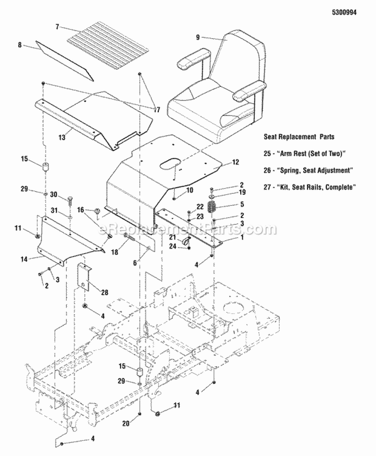 Seat Mount  Floor Group Diagram and Parts List for 355ZB2654 5900748 Snapper Lawn Tractor