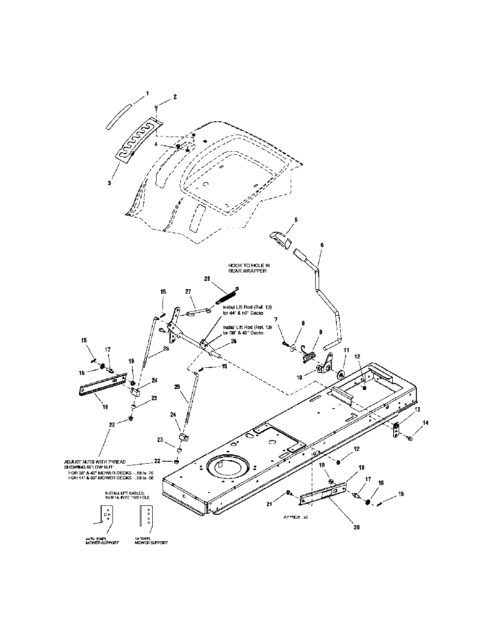 Lift - manual Diagram and Parts List for LT22500  Snapper Lawn Tractor