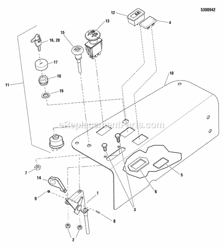 Instrument Control Panel Group Diagram and Parts List for 355ZB2446 5900775 Snapper Lawn Tractor
