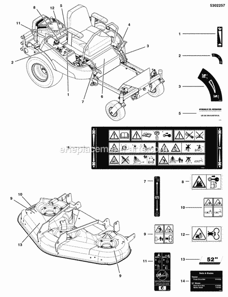 Decal Group - Safety  Common (365Z Export Models) Diagram and Parts List for 365ZB2652CE 5900946 Snapper Lawn Tractor