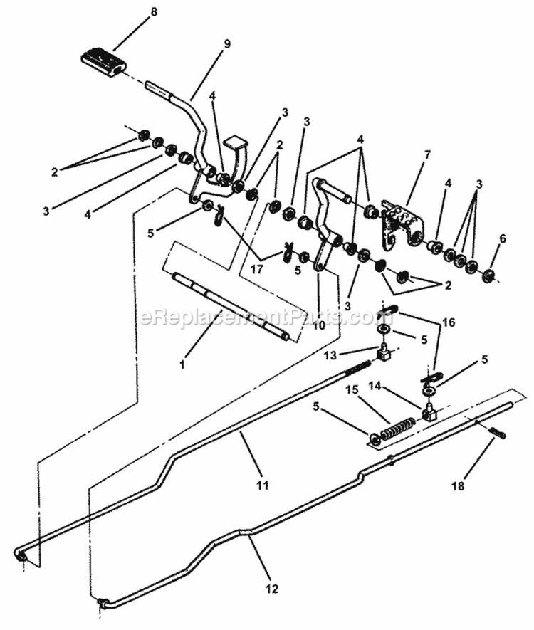 Brake  ForwardReverse Control Assemblies Diagram and Parts List for 381451HBVE 84393 Snapper Lawn Tractor