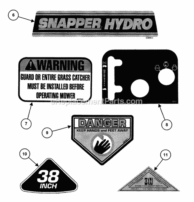 Decals (Part 2) Diagram and Parts List for 381451HBVE 84393 Snapper Lawn Tractor