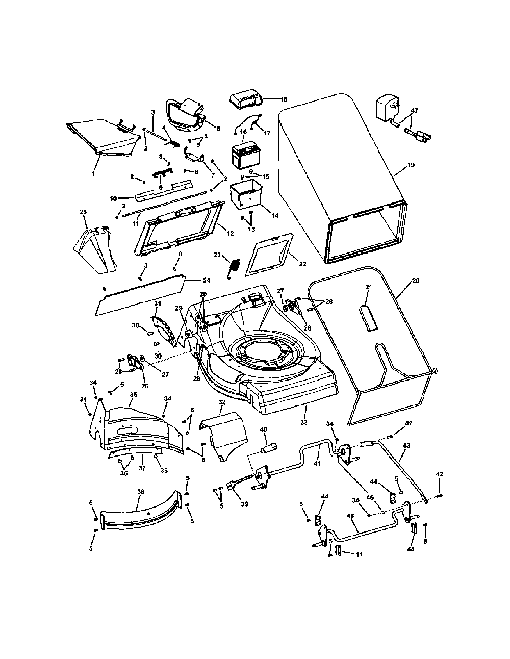 Deck Diagram and Parts List for 130372221  Snapper Lawn Mower