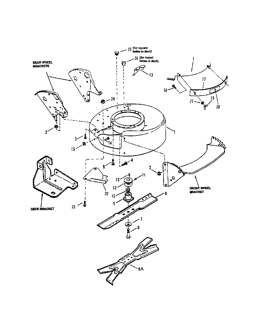 Cutting deck/blade Diagram and Parts List for NFR216012  Snapper Lawn Mower