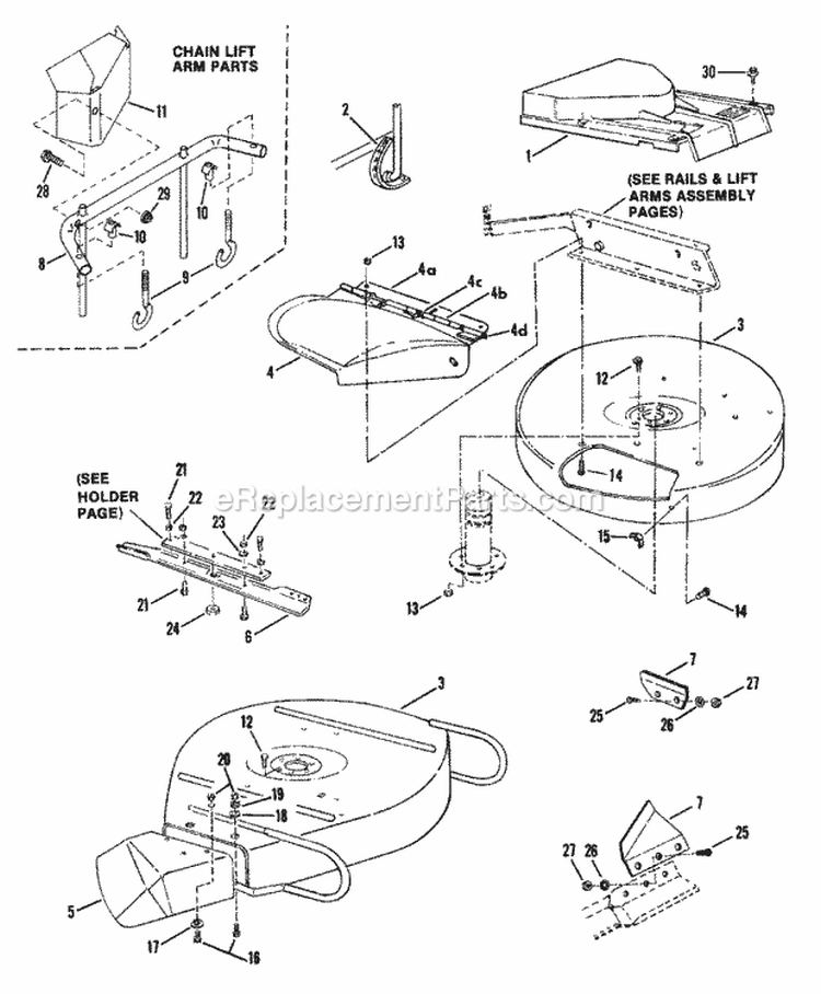 Cutting Decks Deflectors Diagram and Parts List for 25084BS  Snapper Lawn Tractor