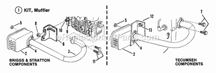 Exhaust-8Hp Engines Diagram and Parts List for 25084BS  Snapper Lawn Tractor