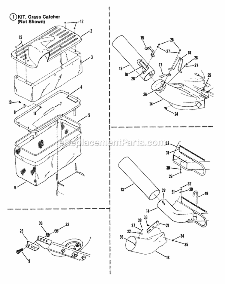 Grass Catcher Accessory Diagram and Parts List for 25084BS  Snapper Lawn Tractor