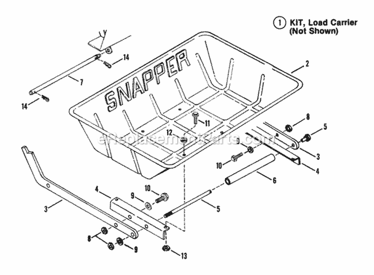 Load Carrier Accessory Diagram and Parts List for 25084BS  Snapper Lawn Tractor