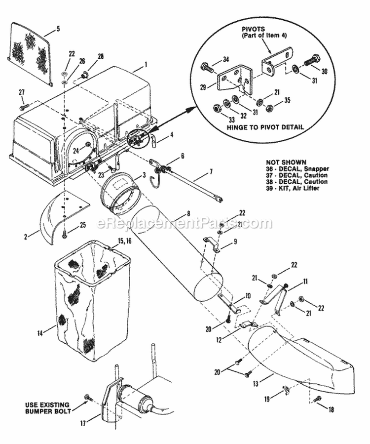 Twin-Bag Catcher Accessory Diagram and Parts List for 25084BS  Snapper Lawn Tractor