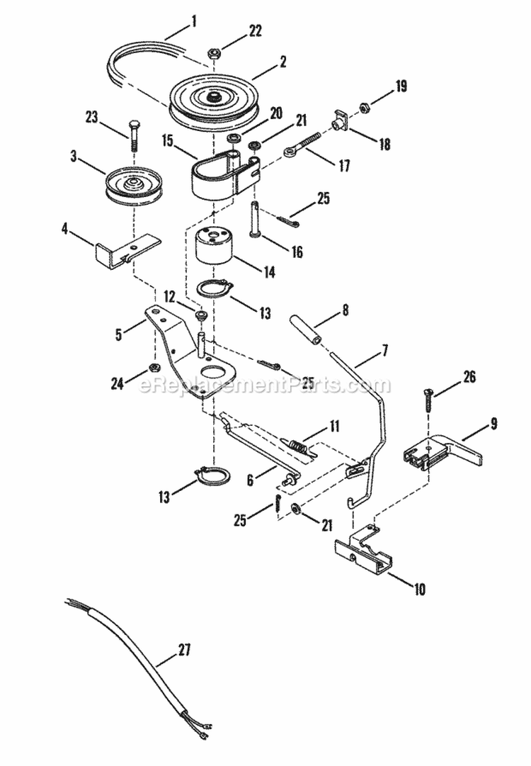 Belts Brakes Interlock Diagram and Parts List for 25084BS  Snapper Lawn Tractor