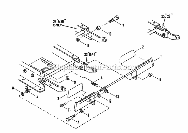 Blade Stop Pedals Diagram and Parts List for 25084BS  Snapper Lawn Tractor