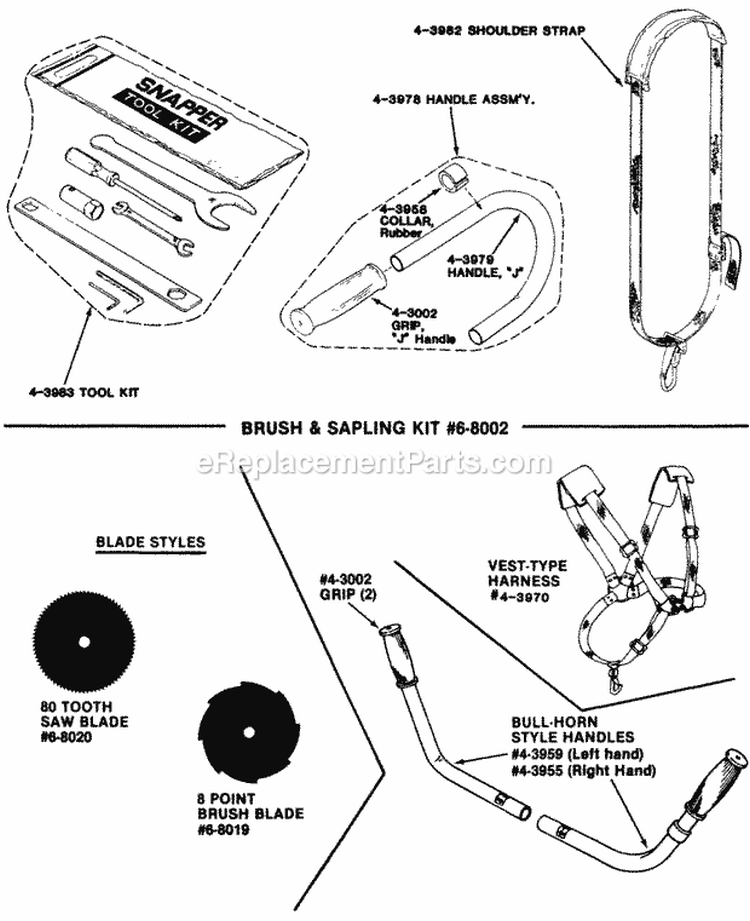 410 Accessories Diagram and Parts List for 410 86 Snapper Trimmer
