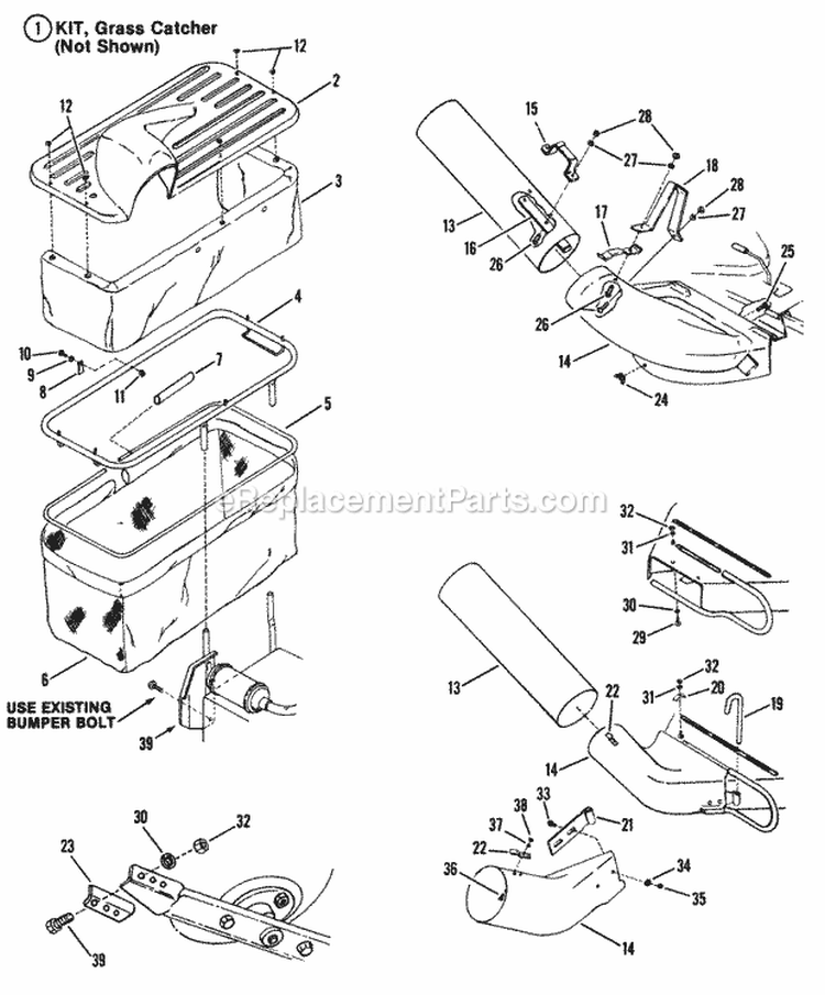 Grass Catcher Accessory Diagram and Parts List for 2811X5S  Snapper Lawn Tractor