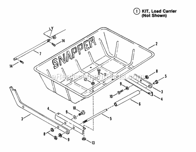 Load Carrier Accessory Diagram and Parts List for 2811X5S  Snapper Lawn Tractor
