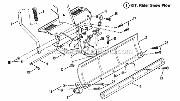 SnowDozer Plow Accessory Diagram and Parts List for 2811X5S  Snapper Lawn Tractor