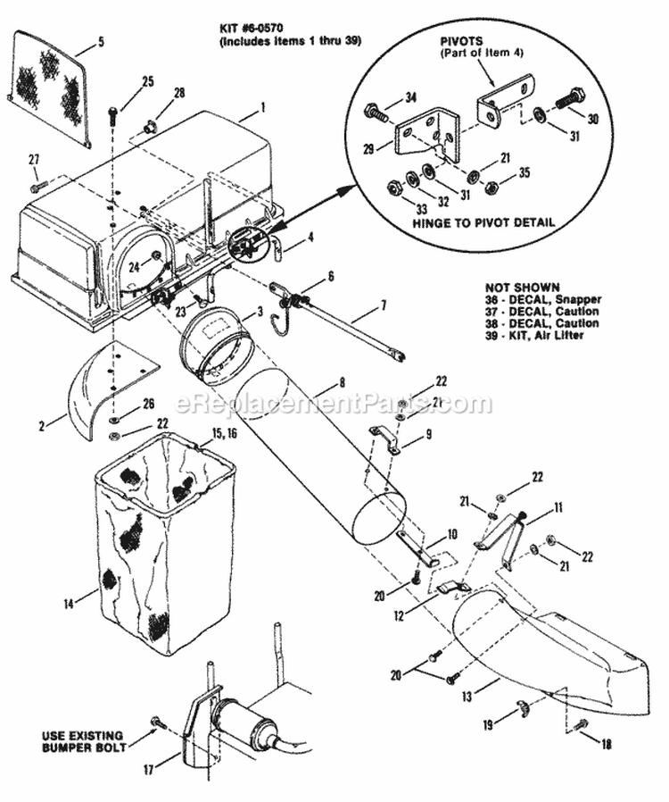 Twin-Bag Catcher Accessory Diagram and Parts List for 2811X5S  Snapper Lawn Tractor