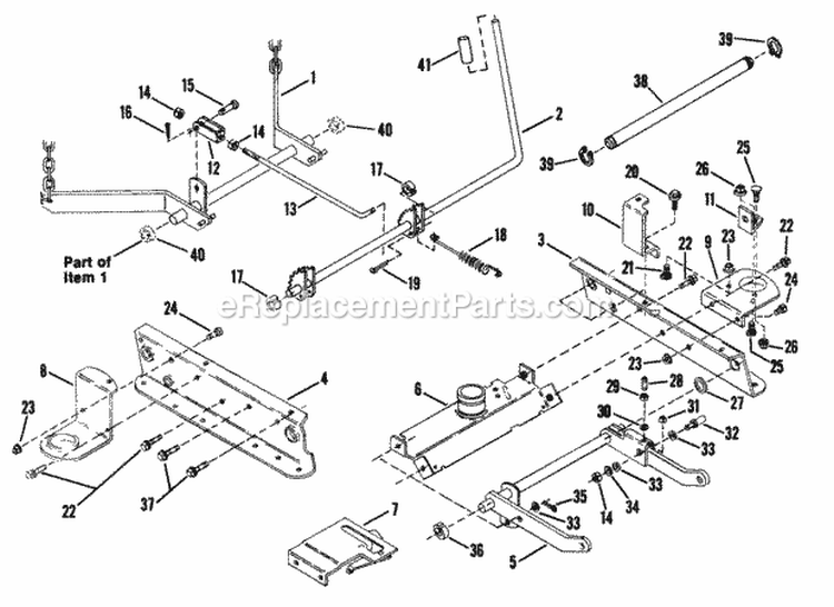 41 Rails Lift Arms Cam Lift Diagram and Parts List for 41115SC  Snapper Lawn Tractor