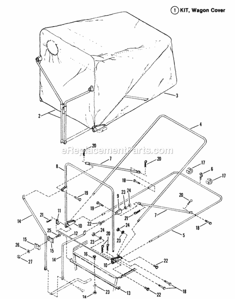 Bag-N-Wagon Frame  Canopy Diagram and Parts List for 2811X5S  Snapper Lawn Tractor