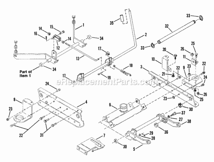 Rails Lift Arms Cam Lift 41 Diagram and Parts List for 4111X6S  Snapper Lawn Tractor