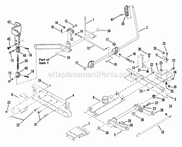 41 Rails Lift Arms Cam Lift Diagram and Parts List for 411611BVE  Snapper Lawn Tractor