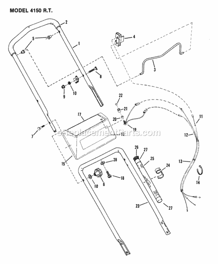 4150RT Handle Assembly Diagram and Parts List for 4150  Snapper Trimmer