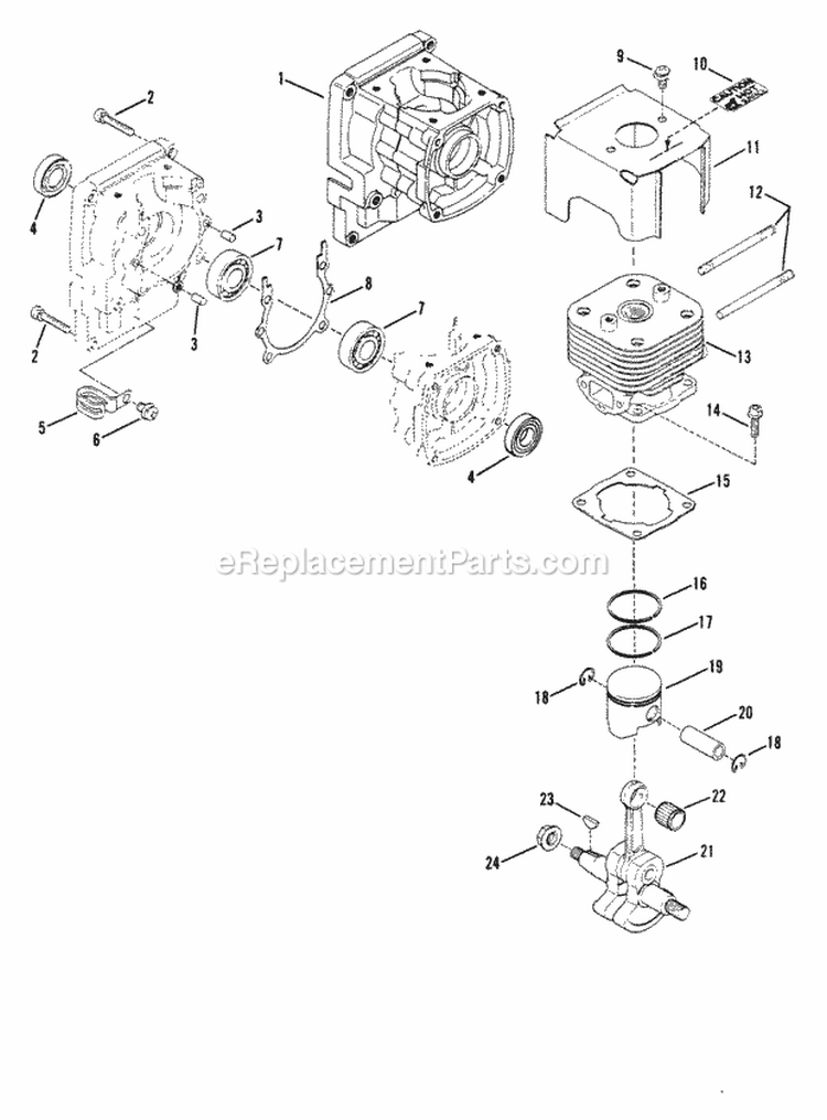 415Bpb Crankcase AssmY Diagram and Parts List for 415BPB  Snapper Leaf Blower / Vacuum