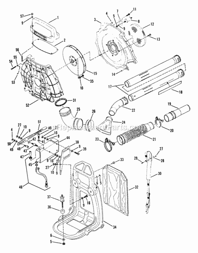 415Bpb Main Body  Frame Diagram and Parts List for 415BPB  Snapper Leaf Blower / Vacuum
