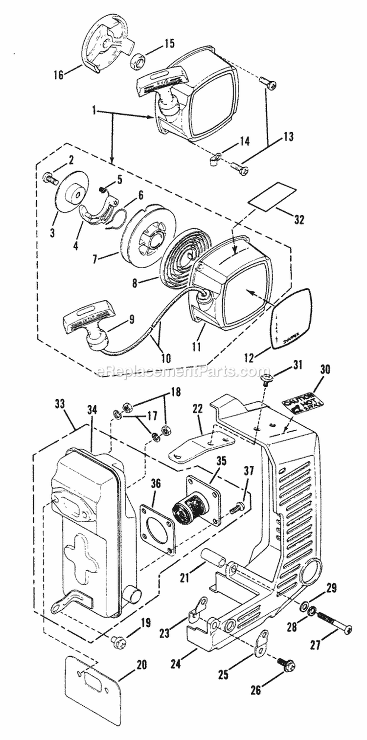 415Bpb Recoil Starter AssmY And Muffler AssmY Diagram and Parts List for 415BPB  Snapper Leaf Blower / Vacuum