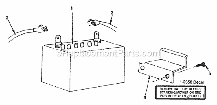 Battery Cables And Mounting Clamp Diagram and Parts List for 42113S  Snapper Lawn Tractor