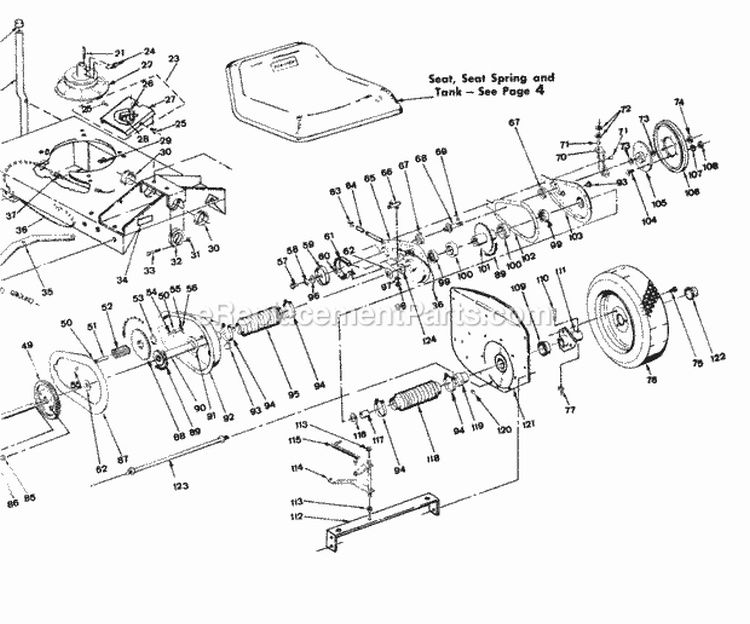 Rear Wheels Transmission And Variable Speed Drive (Part 2) Diagram and Parts List for 42113S  Snapper Lawn Tractor