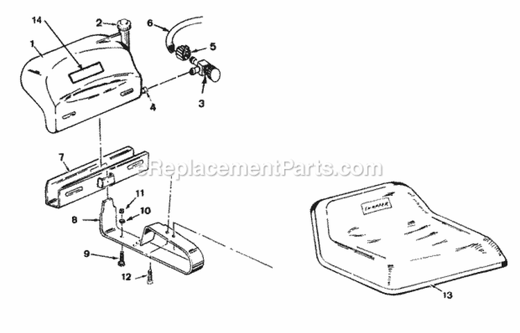 Seat Seat Spring Fuel Tank Diagram and Parts List for 42113S  Snapper Lawn Tractor