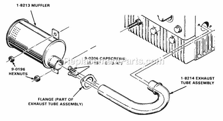 Muffler Kit Diagram and Parts List for 42113S  Snapper Lawn Tractor