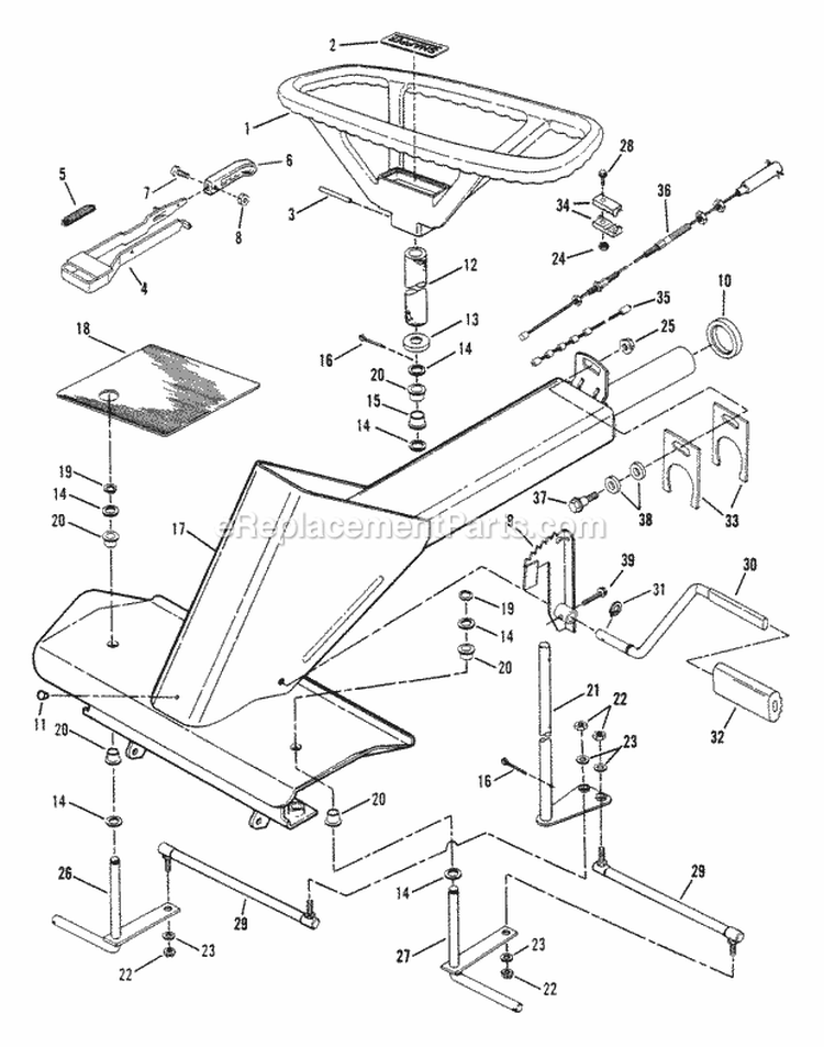 Front End Steering Diagram and Parts List for 421613BVE1  Snapper Lawn Tractor