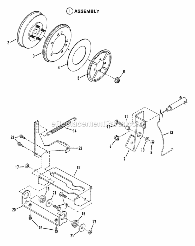 Smooth Clutch Assembly Diagram and Parts List for 421613BVE1  Snapper Lawn Tractor