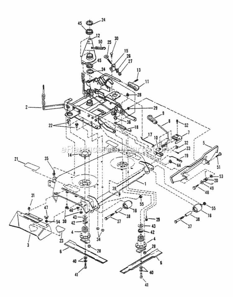 Cutting Decks Deflectors Diagram and Parts List for 421614BVE  Snapper Lawn Tractor