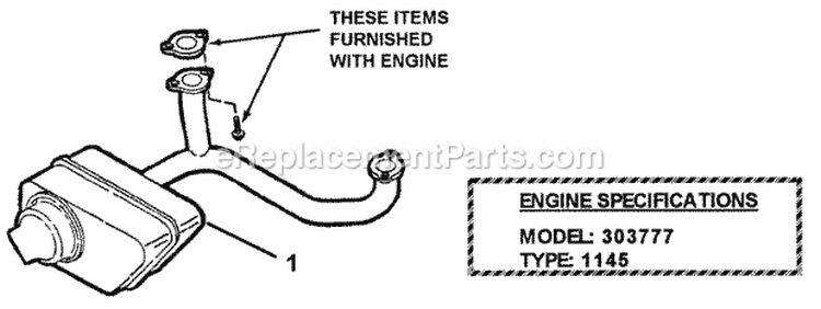Exhaust Muffler Engine Diagram and Parts List for 421616BVE 82384 Snapper Lawn Tractor