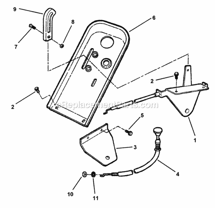 Throttle Control Diagram and Parts List for 421616BVE 82384 Snapper Lawn Tractor
