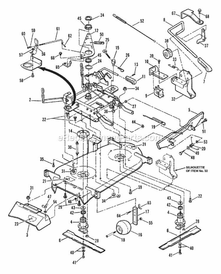 Cutting Decks Deflectors (Series 16 Early Production) Diagram and Parts List for 421616BVE 82384 Snapper Lawn Tractor