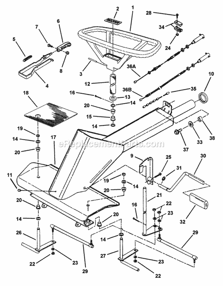 Front End Steering Diagram and Parts List for 421616BVE 82384 Snapper Lawn Tractor