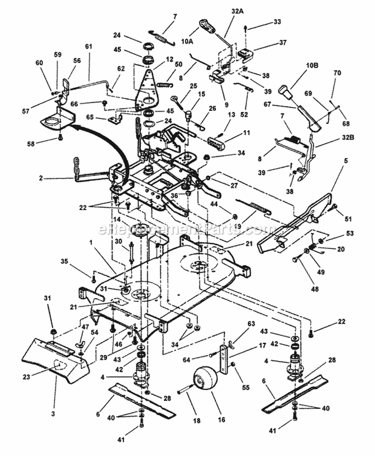 Cutting Decks Deflectors (Series 16 Late Production  Series 18) Diagram and Parts List for 421616BVE 82384 Snapper Lawn Tractor