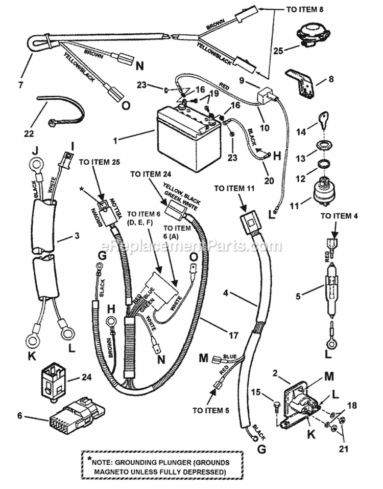 Electrical System (For 16Hp Briggs Engine) (Part 1) Diagram and Parts List for 421620BVE  Snapper Lawn Tractor