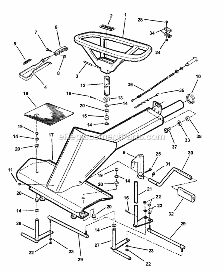 Front End Steering Diagram and Parts List for 421620BVE  Snapper Lawn Tractor