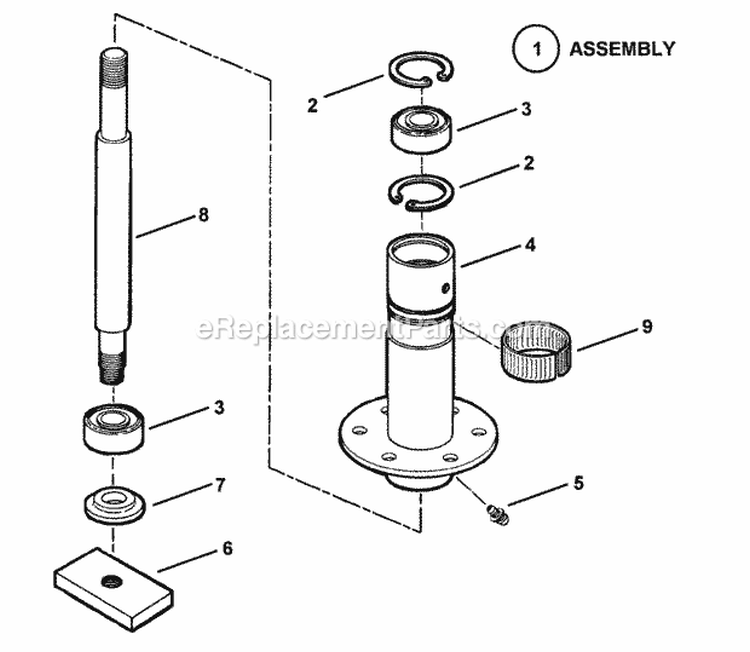 Spindle Assembly Diagram and Parts List for 421620BVE  Snapper Lawn Tractor