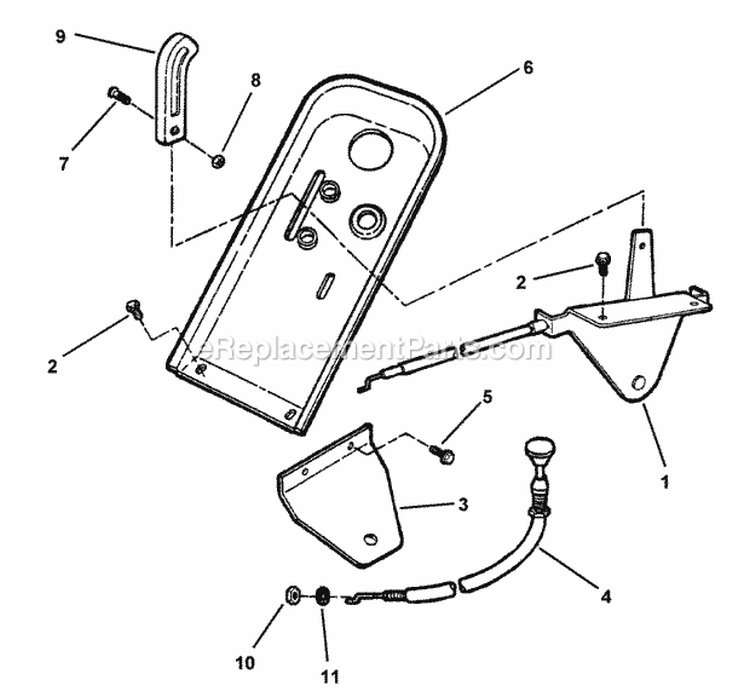 Throttle Control Diagram and Parts List for 421620BVE  Snapper Lawn Tractor