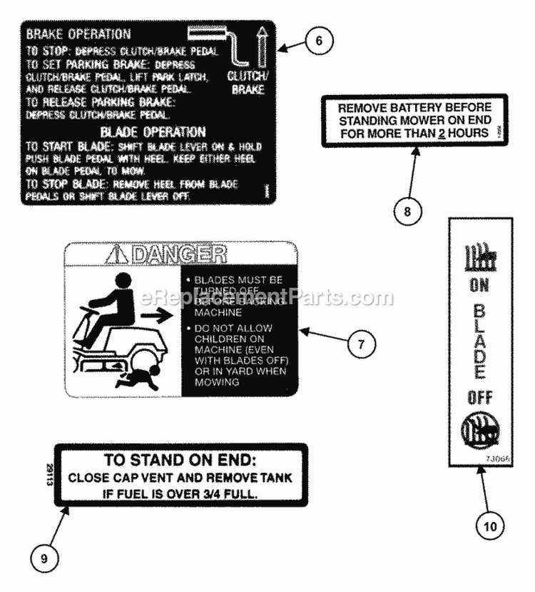 Decals (Part 2) Diagram and Parts List for 421622BVE 84707 Snapper Lawn Tractor
