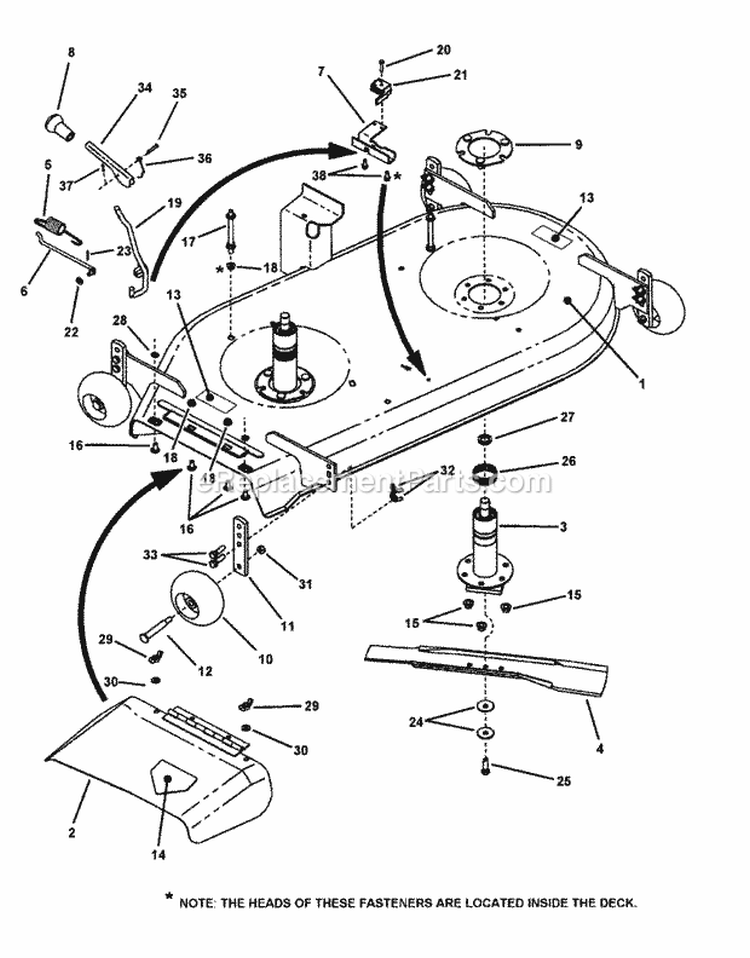 42 Mower Deck Assembly Pt1 Diagram and Parts List for 421823BVE 84880 Snapper Lawn Tractor