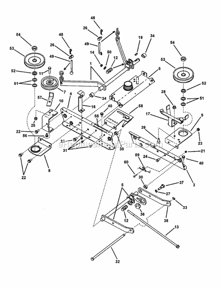 Rails Lift Arms Cam Lift Pt1 Diagram and Parts List for 421823BVE 84880 Snapper Lawn Tractor