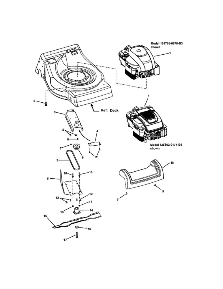 Engine And Blade Diagram and Parts List for 7800423 SPV21675EFC Snapper Lawn Mower